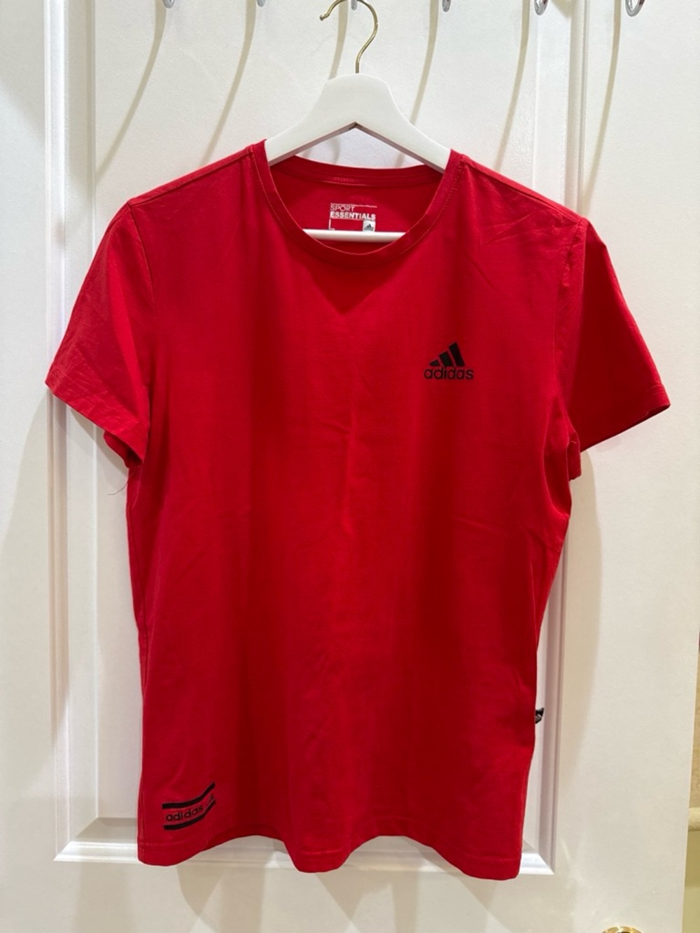 adidas Red Crewneck Short Sleeve Tee with Black Logo